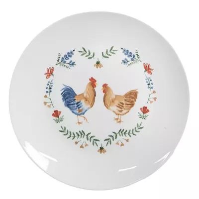 Clayre & Eef Frühstücksteller Ø 20 cm Weiß Keramik Hahn Teller