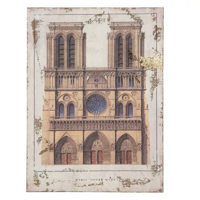 Clayre & Eef Gemälde 30x40 cm Braun Beige Leinwand Notre Dame Rechteckig