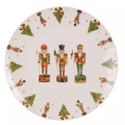 Clayre & Eef Geschirr Essteller Ø 26 cm Beige Porzellan Nussknacker