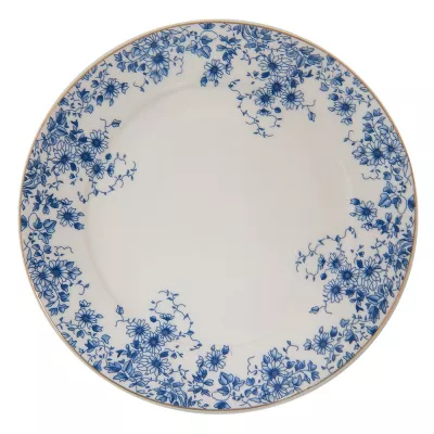 Clayre & Eef Geschirr Frühstuckteller Ø 21 cm Blau Porzellan Blumen Rund