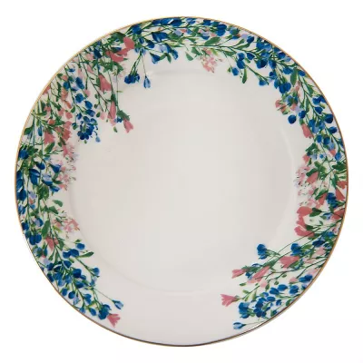 Clayre & Eef Geschirr Frühstuckteller Ø 21 cm Blau Porzellan Blumen Teller