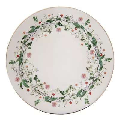 Clayre & Eef Geschirr Frühstuckteller Ø 21 cm Grün Porzellan Blumen Teller