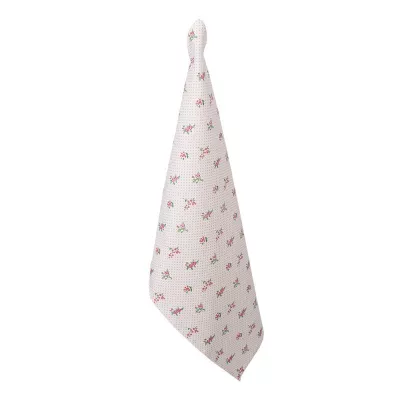 Clayre & Eef Geschirrtuch 47x70 cm Rosa Baumwolle Blumen Küchentuch