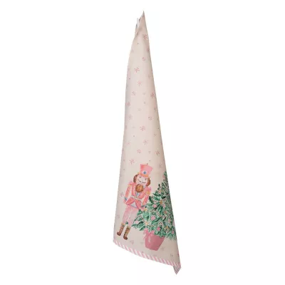 Clayre & Eef Geschirrtuch 50x70 cm Beige Rosa Baumwolle