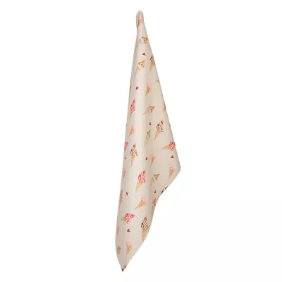 Clayre & Eef Geschirrtuch 50x70 cm Beige Rosa Baumwolle Eis Rechteckig
