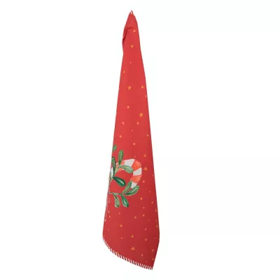 Clayre & Eef Geschirrtuch 50x70 cm Rot Baumwolle Zuckerstange Weihnachten Rechteck Küchentuch