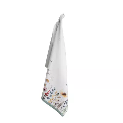Clayre & Eef Geschirrtuch 50x70 cm Weiß Grün Baumwolle Blumen Rechteckig Küchentuch Küchentuch