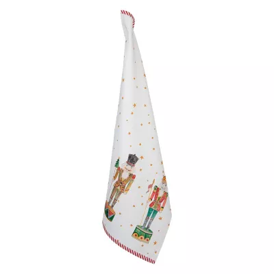 Clayre & Eef Geschirrtuch 50x70 cm Weiß Rot Baumwolle Nussknacker Rechteck Küchentuch