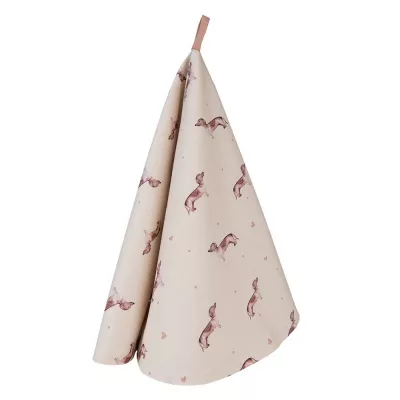 Clayre & Eef Geschirrtuch Ø 80 cm Beige Baumwolle Dackel Rund