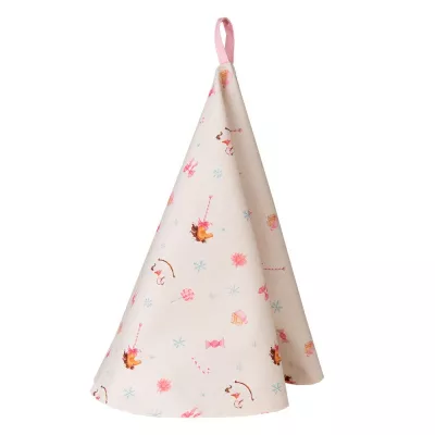 Clayre & Eef Geschirrtuch Ø 80 cm Beige Rosa Baumwolle Schaukelpferd