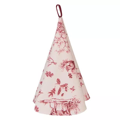 Clayre & Eef Geschirrtuch Ø 80 cm Weiß Rosa Baumwolle Rentier Rund