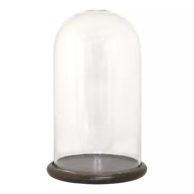 Clayre & Eef Glasglocke Ø 18x29 cm Braun Glas Holz