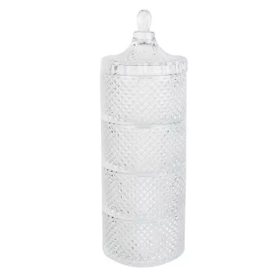 Clayre & Eef Glastopf Ø 10x25 cm Transparant Glas Topf mit Deckel