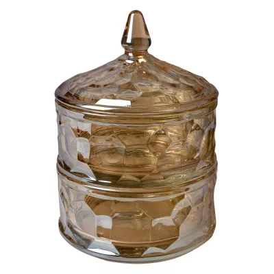 Clayre & Eef Glastopf Ø 13x18 cm Braun Glas Topf mit Deckel