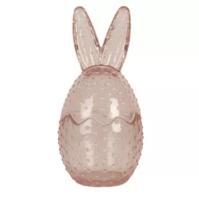 Clayre & Eef Glastopf Ei  Ø 8x17 cm Rosa Glas Oval Topf mit Deckel