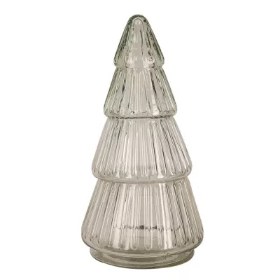 Clayre & Eef Glastopf Weihnachtsbaum  Ø 11x21 cm Transparant Glas Vorratsglasdeckel