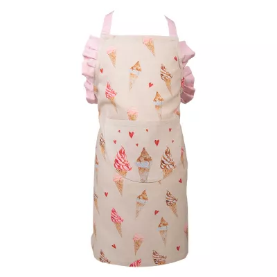 Clayre & Eef Grillschürze 48x56 cm Beige Rosa Baumwolle Eis