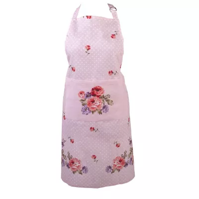 Clayre & Eef Grillschürze 70x85 cm Rosa Lila Baumwolle Rosen