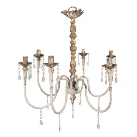 Clayre & Eef Hängelampe 72x72x67 cm Beige Goldfarbig Metall Esstischleuchte