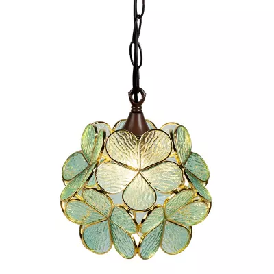 Clayre & Eef Hängelampe Tiffany 21x21x17/90 cm  Grün Glas Hängelampe Esszimmer