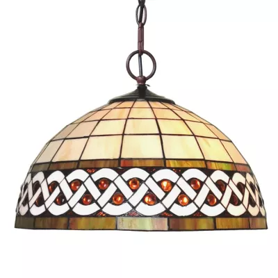 Clayre & Eef Hängelampe Tiffany Ø 46x138 cm  Weiß Metall Glas Hängelampe Esszimmer
