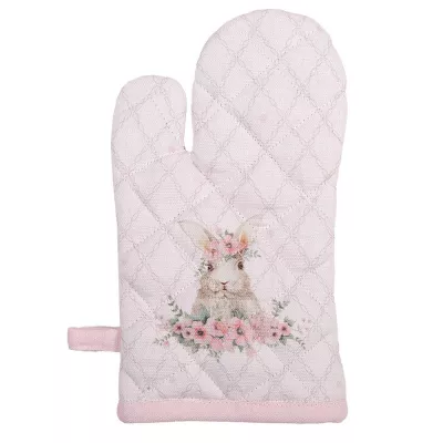 Clayre & Eef Kinderofenhandschuh 12x21 cm Rosa Baumwolle Kaninchen