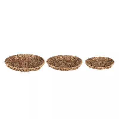 Clayre & Eef Körbe 3er Set Ø 40 cm Braun Rattan Rund Korb