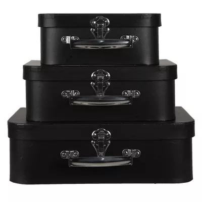 Clayre & Eef Koffer 3er Set 30x22x10 cm Schwarz Pappe Aufbewahrungsbox Dekorativ Deko Accessoires