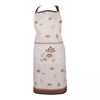 Clayre & Eef Küchenschürze 70x85 cm Beige Baumwolle Pilze