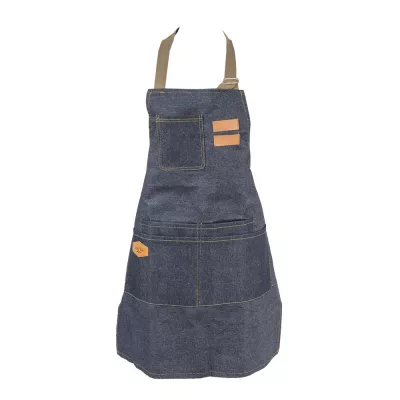 Clayre & Eef Küchenschürze 73x65 cm Blau Baumwolle Polyester BBQ-Schürze