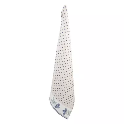 Clayre & Eef Küchentuch 50x70 cm Beige Blau Baumwolle Blaubeeren Rechteckig Küchentuch