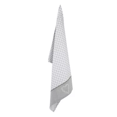 Clayre & Eef Küchentuch 50x70 cm Grau Weiß Baumwolle Herzen Karo Küchentuch