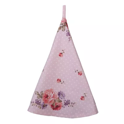Clayre & Eef Küchentuch Ø 80 cm Rot Lila Baumwolle Rosen Rund Küchentuch