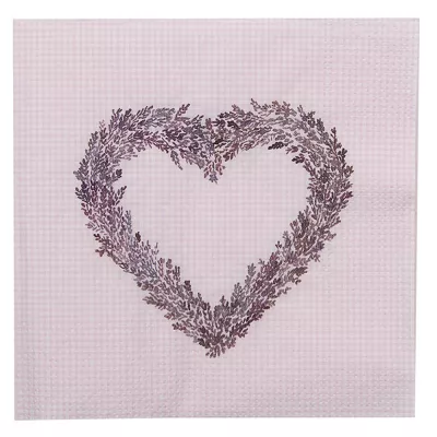 Clayre & Eef LAG73 Servietten Papier 33x33 cm (20) Rosa Lila Papier Lavendelherz