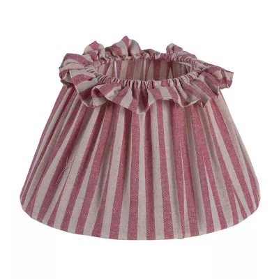 Clayre & Eef Lampenschirm Ø 22x12 cm Rot Textil auf Kunststoff Gestreift