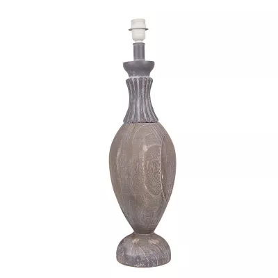 Clayre & Eef Lampensockel Tischlampe Ø 18x66 cm Grau Holz Kunststoff Rund