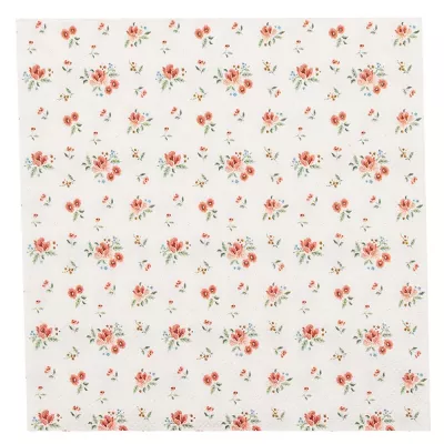 Clayre & Eef LRC73 Servietten Papier 33x33 cm (20) Beige Rosa Papier Rosen