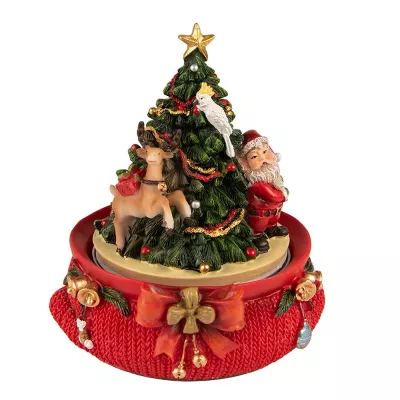 Clayre & Eef Musikbox Weihnachtsbaum 14 cm Rot Kunststoff