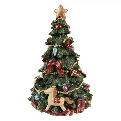 Clayre & Eef Musikbox Weihnachtsbaum 19 cm Grün Kunststoff