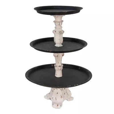 Clayre & Eef Obstschale Ø 43x62 cm Schwarz Weiß
