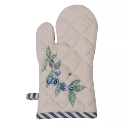 Clayre & Eef Ofenhandschuh 12x21 cm Beige Blau Baumwolle