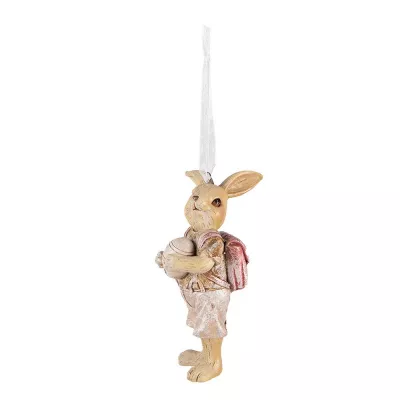 Clayre & Eef Osternhänger Kaninchen 11 cm Rosa Kunststoff