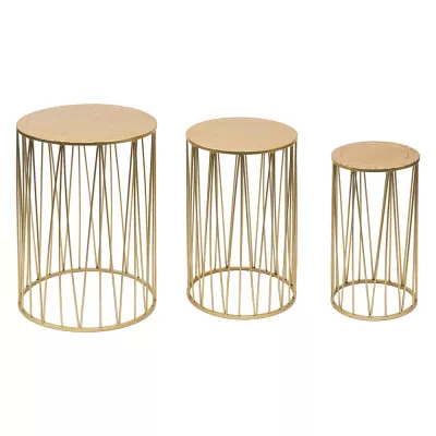 Clayre & Eef Pflanzentisch Ø 38 Ø 31 Ø 24 cm Goldfarbig