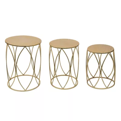Clayre & Eef Pflanzentisch Ø 41 Ø 38 Ø 35 cm Goldfarbig