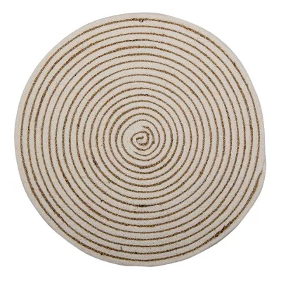 Clayre & Eef Platzset Rattan Ø 40x1 cm Weiß Beige Jute
