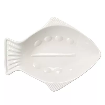 Clayre & Eef Schälchen Fisch 19x15x4 cm Weiß Keramik Servierplatte