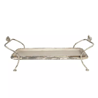 Clayre & Eef Servier Schale 60x32x21 cm Weiß Metall Rechteckig Deko Accessoires