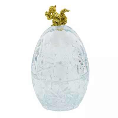 Clayre & Eef Servierschale Ø 10x18 cm Glas Eichhörnchen Oval
