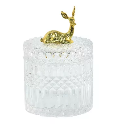 Clayre & Eef Servierschale Ø 11x16 cm Glas Rentier Rund