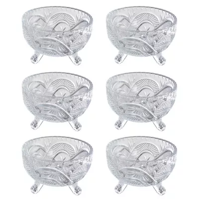 Clayre & Eef Serviersplatte 6er Set Ø 10x6 cm Transparant Glas